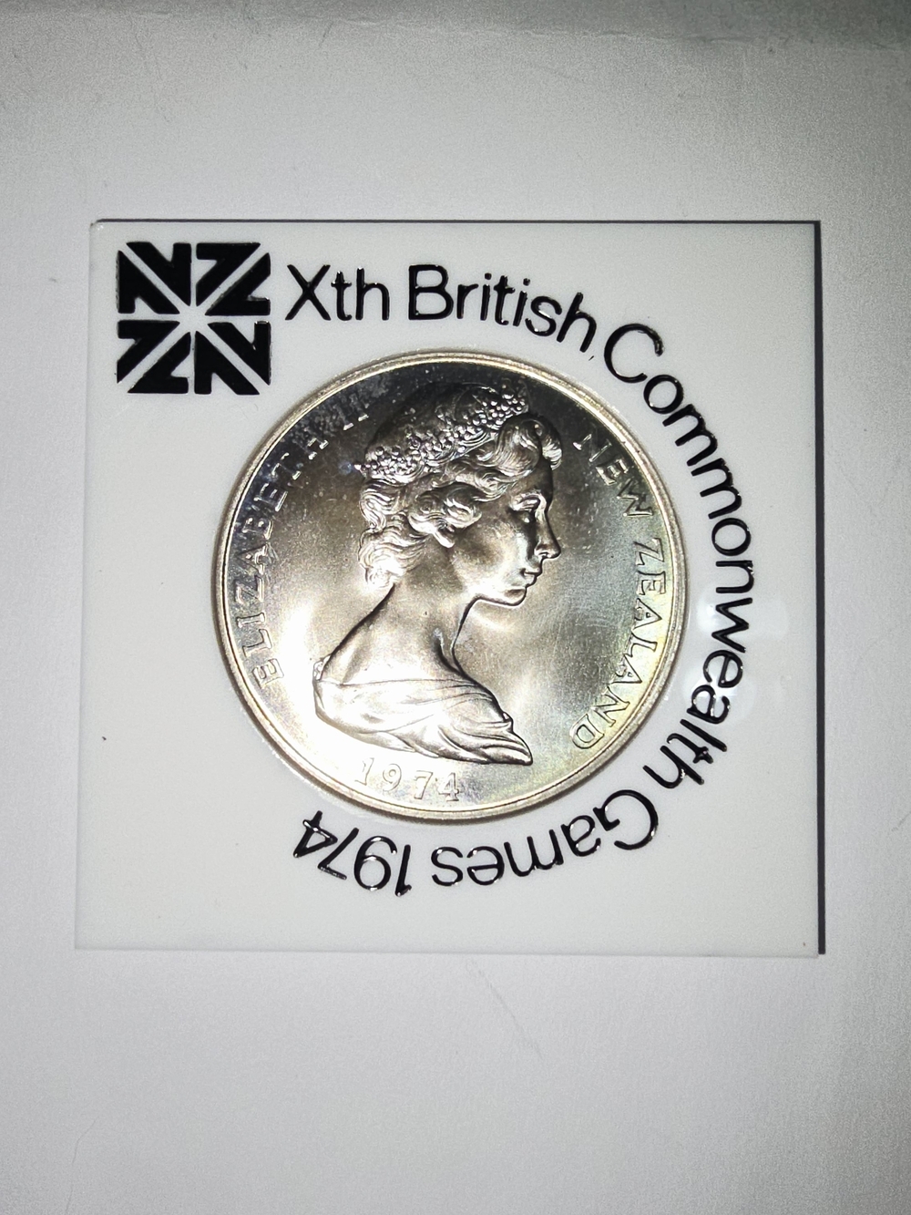 1974 New Zealand British Commonwealth Games Commemorative Coin - Silver Tone